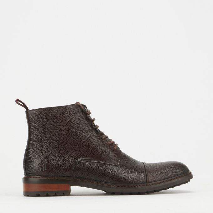 Pebbled Lace Up Boot Brown Polo | South Africa | Zando