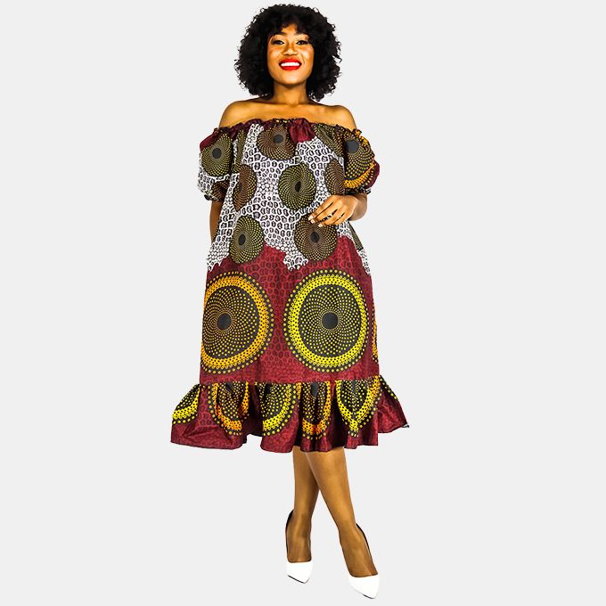 Kundai Mix-Rump Print Dress Africa Fashion House | South Africa | Zando