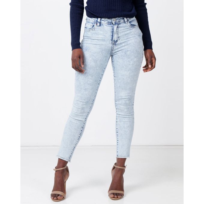 Legit Legit Fray Hem Skinny Jeans Marble Light Wash | Zando South Africa