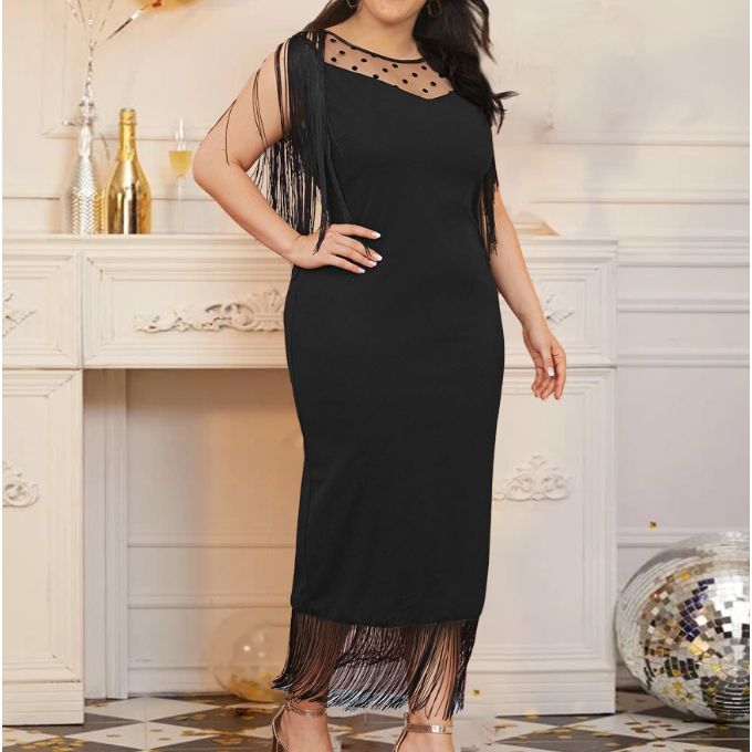 Plus Size Tassel Sleeveless Dress Black Aomei | Price in South Africa ...