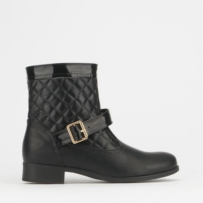 Ladies Black Gold Buckle Ankle Boots Bata | South Africa | Zando