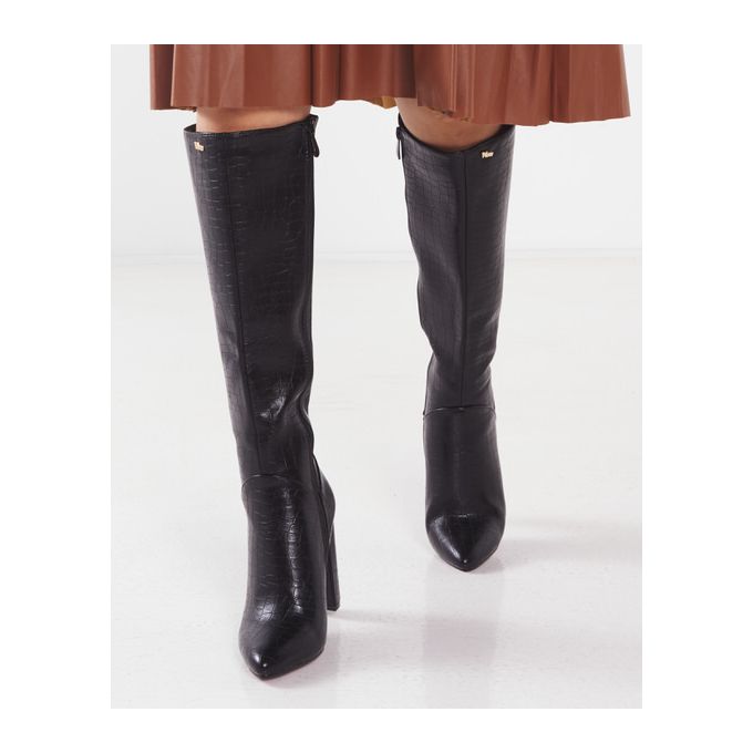 Daida Knee High Boots Black Plum 