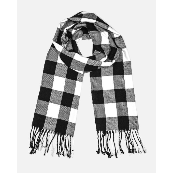 Black And White Scarf With Large Check Print Cazabella Price In South