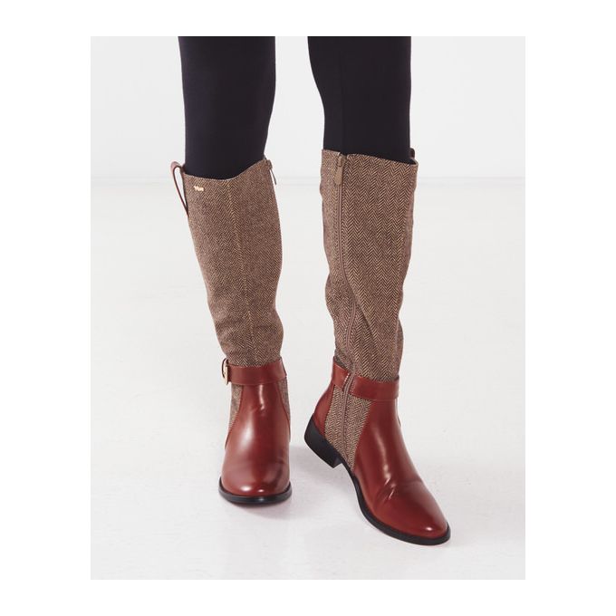 Nelly Knee High Boots Tan Plum | Price 