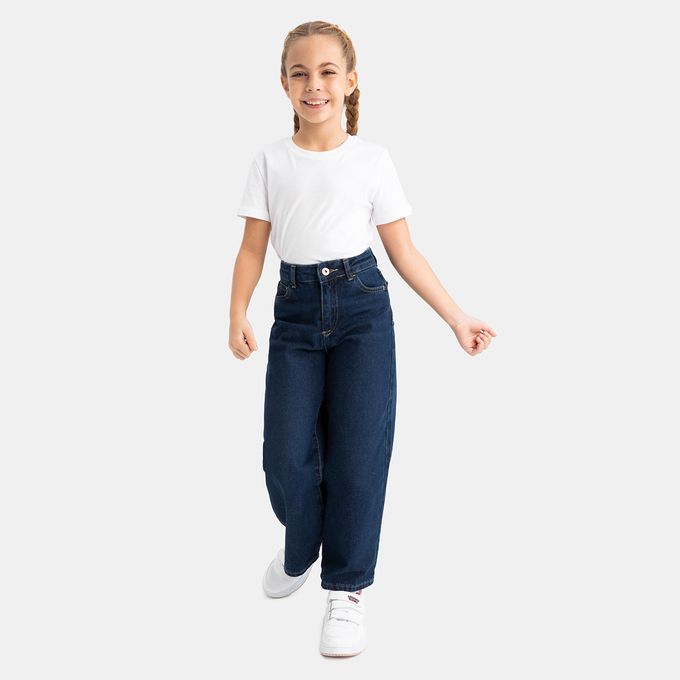 Girls Wide Trousers Jeans Blue DeFacto | South Africa | Zando