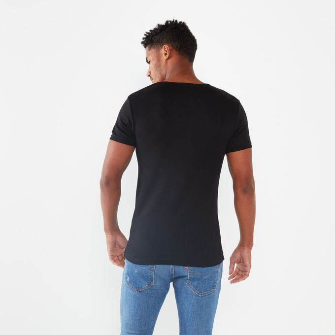 K7Star Cannon Rib Knit V-Neck T-Shirt Black K-Star 7 | Price in South ...