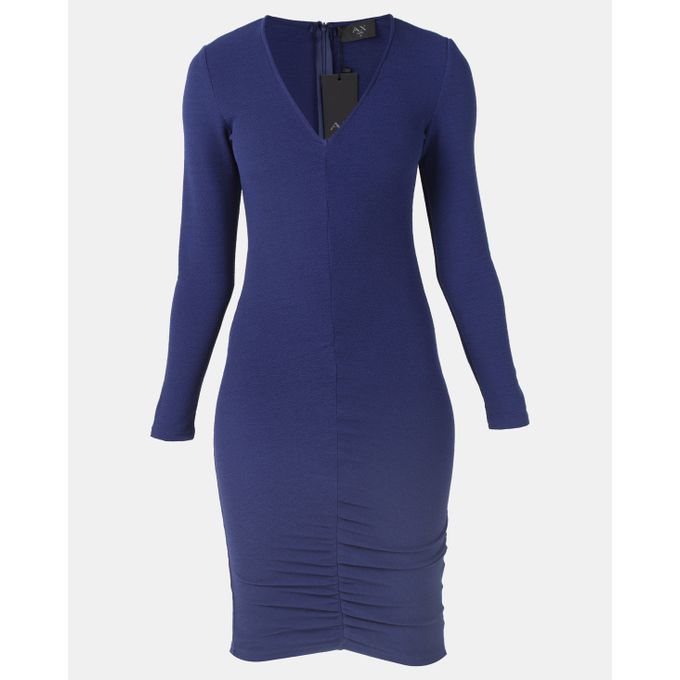 Ruched Sleeved Midi Dress Navy Ax Paris | Price in South Africa | Zando
