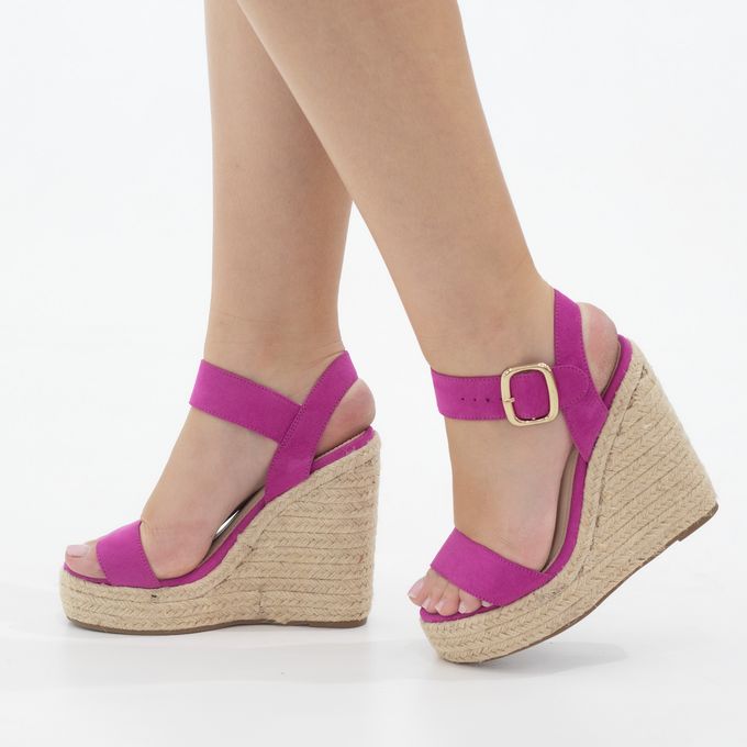 Linzi One Band Espadrille 13Cm Wedge Sandals Fuschia 5 LaMara Paris ...