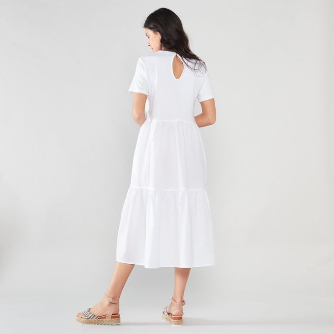 Knit/Woven Tiered Midi Dress White Utopia | Price in South Africa | Zando