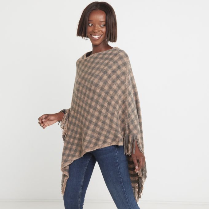 Monotone Check Poncho Brown Blackcherry Bag | South Africa | Zando