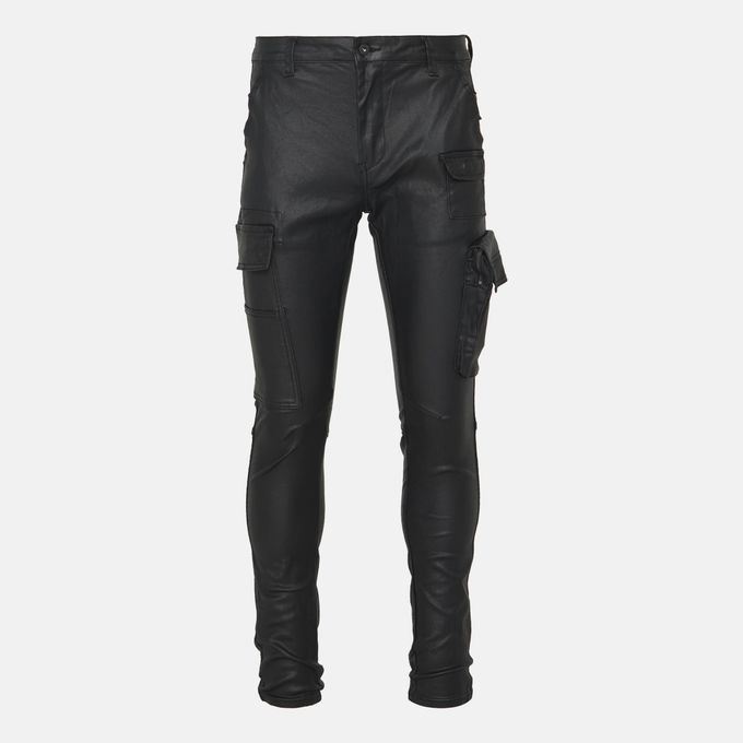 C Leo Mens Utility Cargo Coated Denim Black Cutty | South Africa | Zando