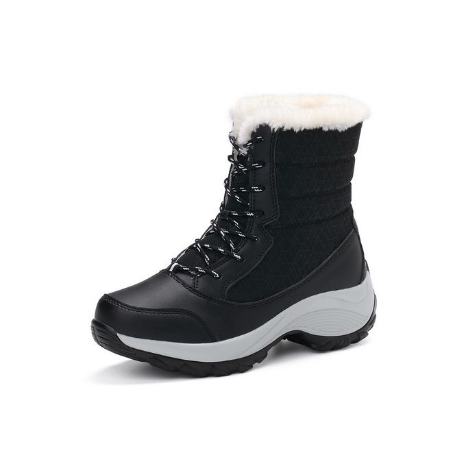 Ladies 2 Tone Waterproof Lace-up Snow Boots, Black JAVING | Price in ...