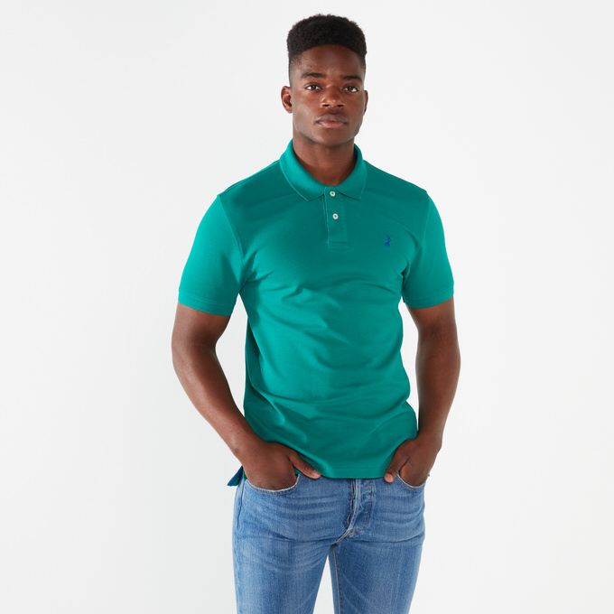 Mens Carter Custom Fit Short Sleeve Pique Golfer Green Polo | Price in ...