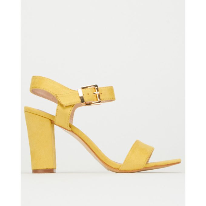 mustard block heels
