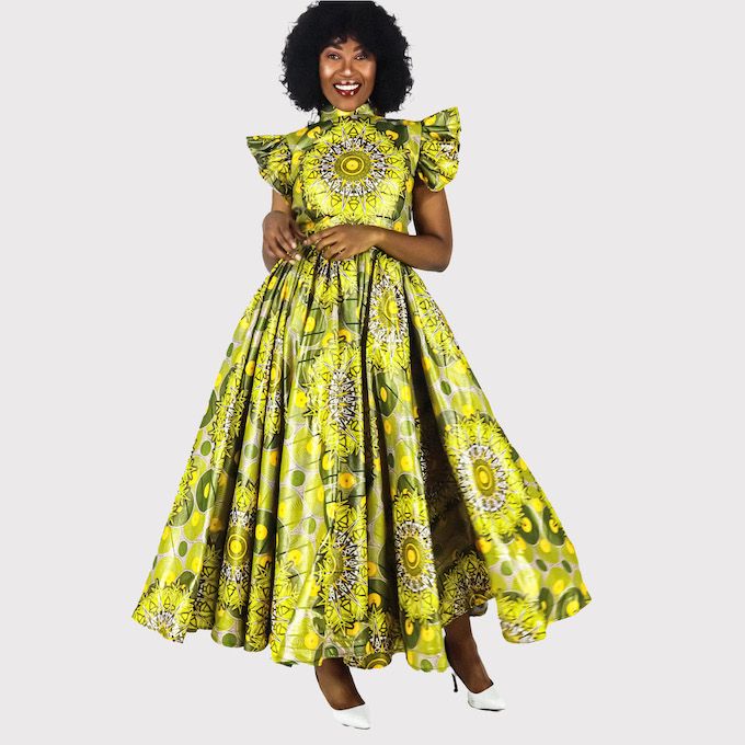 Double Flare Dress Green Africa Fashion House | South Africa | Zando