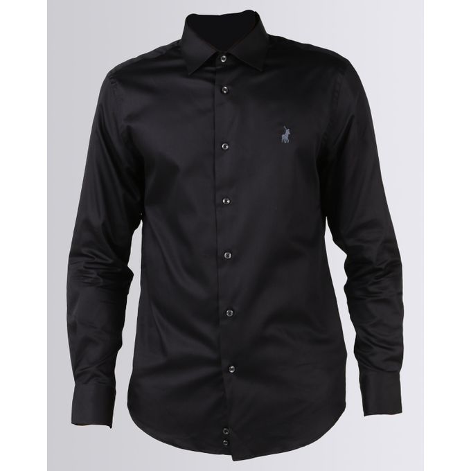 Mens Custom Fit Greig Shirt Black Polo | South Africa | Zando