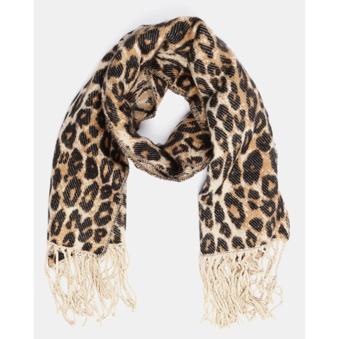 Oversized Leopard with Fringe border scarf Animal Print You & I | Price ...