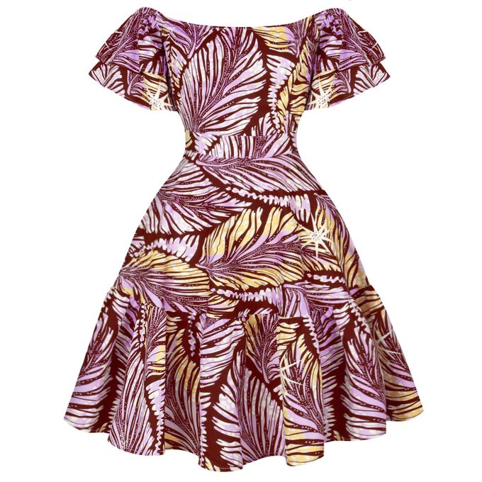 Women Off Shoulder A Line Short Sleeve Floral Printed Dress Purple Aomei South Africa Zando