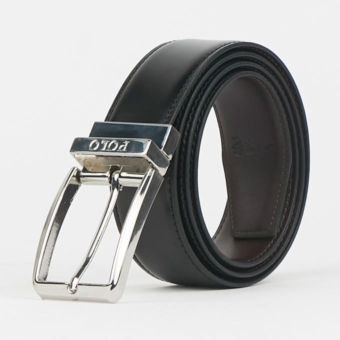 Mens Lancaster Coated Leather 35Mm Black / Brown Reversible Polo Belts ...