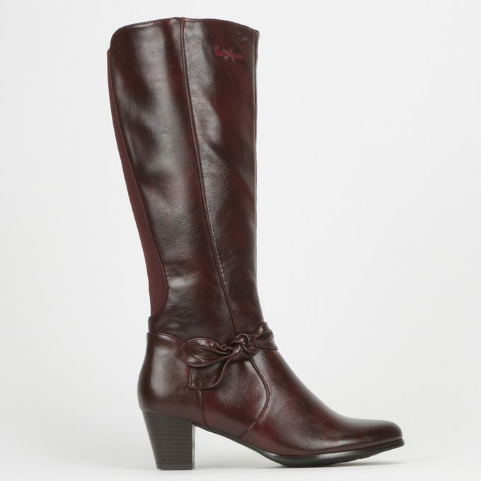 Elastic Gusset Heeled Boot Burgundy Pierre Cardin | Price in South ...