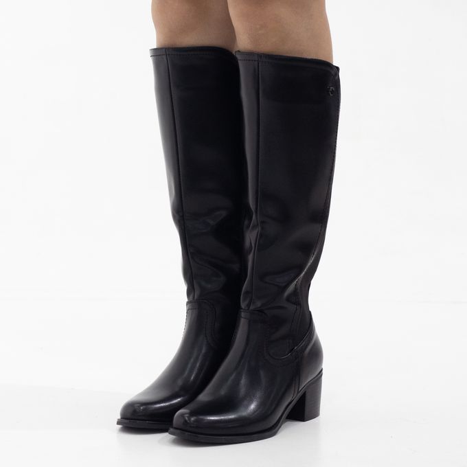 Yada Knee High With Elastic Mat Back Boots 6Cm Heel Black 4 LaMara ...