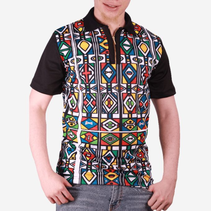 Ndebele Reloaded African Golf Shirt Tribe Afrique | South Africa | Zando